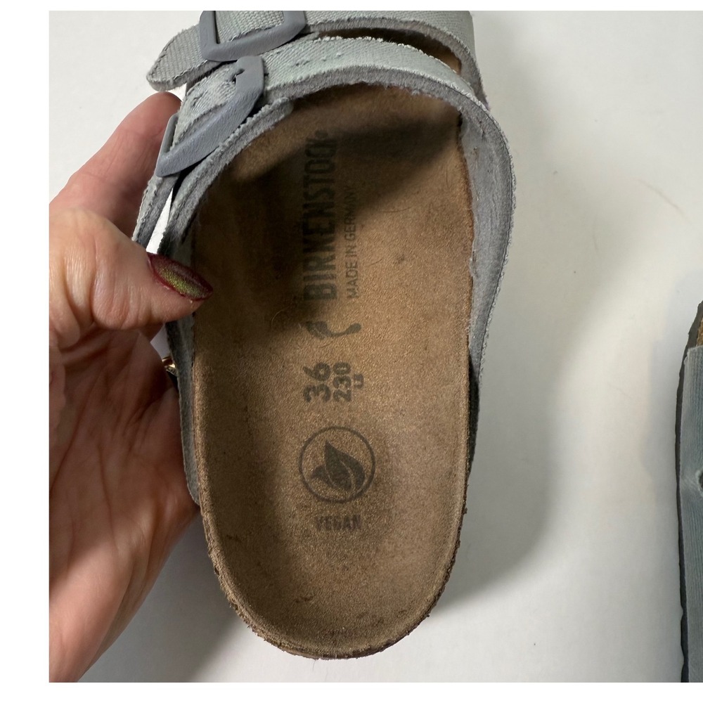 Birkenstock Vegan Arizona Sandals Women Gray Canvas Comfort Casual Sz 36 Shoes - Picture 10 of 10